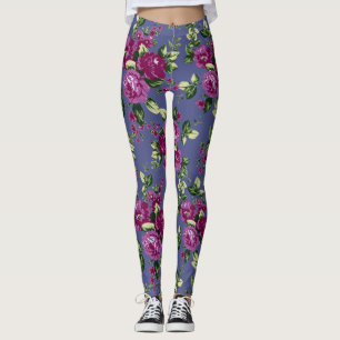 Customize & Choose the colour - Purple Floral Yoga Leggings