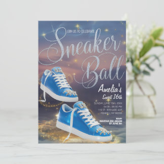 Customize Cinematic Sneaker Ball Birthday Starry Invitation