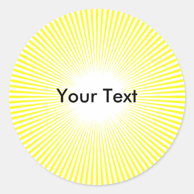 Customize Circle Sun Rays Yellow Sticker (Front)