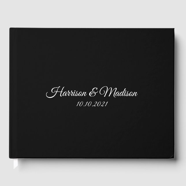 customize classic elegant text Wedding Guest Book (Front)