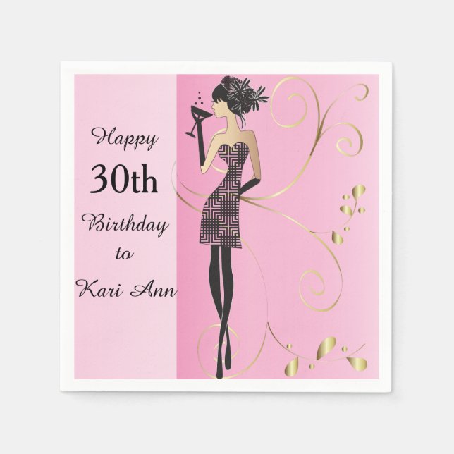 Customize Classy Birthday Girl Napkin (Front)