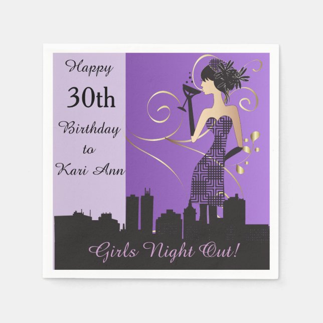 Customize Classy Birthday Napkins for Her (Front)