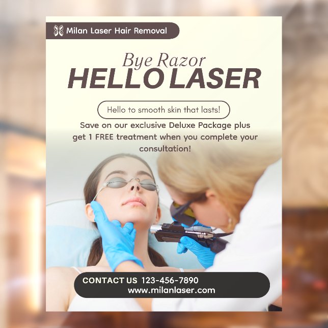 Customize Clean Laser Hair Removal Clinic Promo Window Cling (Sheet 2)