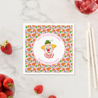Customize Clown Pizza Birthday Party Little Girl Napkin