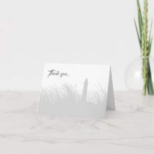 Customize Coastal Lighthouse/Dunes Thank you Card