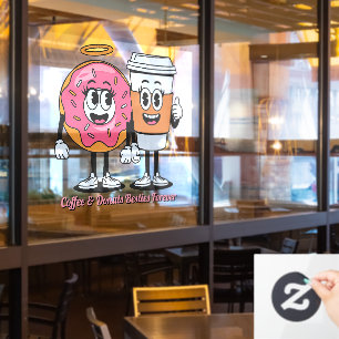 Customize Coffee And Doughnuts Besties Forever Pro Window Cling