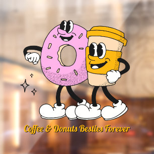 Customize Coffee And Doughnuts Besties Forever Pro Window Cling