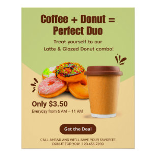 Customize Coffee And Doughnuts The Perfect Duo Poster