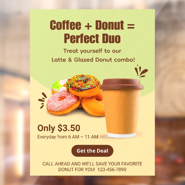 Customize Coffee And Doughnuts The Perfect Duo Window Cling (Sheet 2)