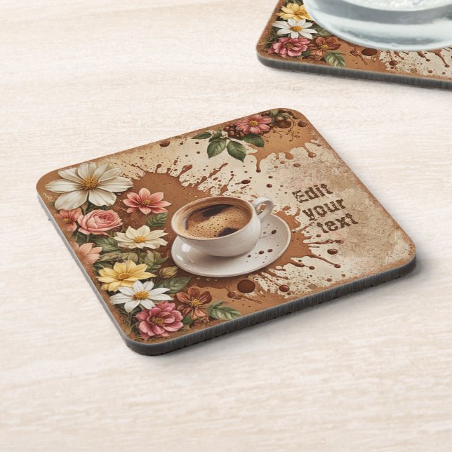 Customize coffee and flowers coaster (Left Side)