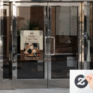 Customize Coffee Shop Business Front Door Advert Window Cling