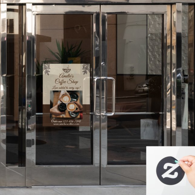 Customize Coffee Shop Business Front Door Advert Window Cling (Office Door)
