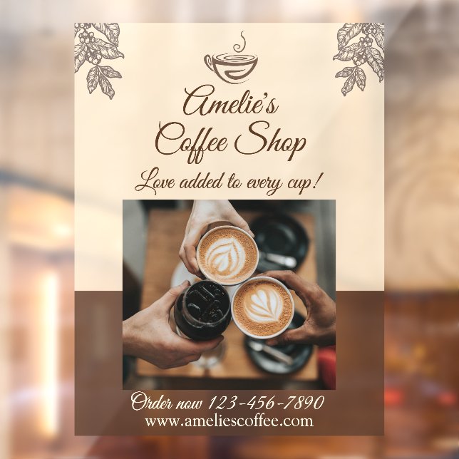 Customize Coffee Shop Business Front Large  Window Cling (Sheet 2)