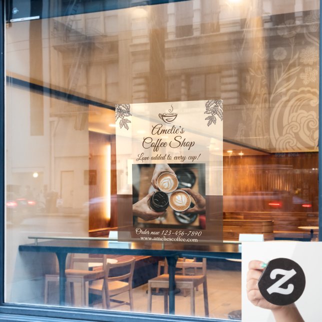 Customize Coffee Shop Business Front Medium  Window Cling (Cafe Window)
