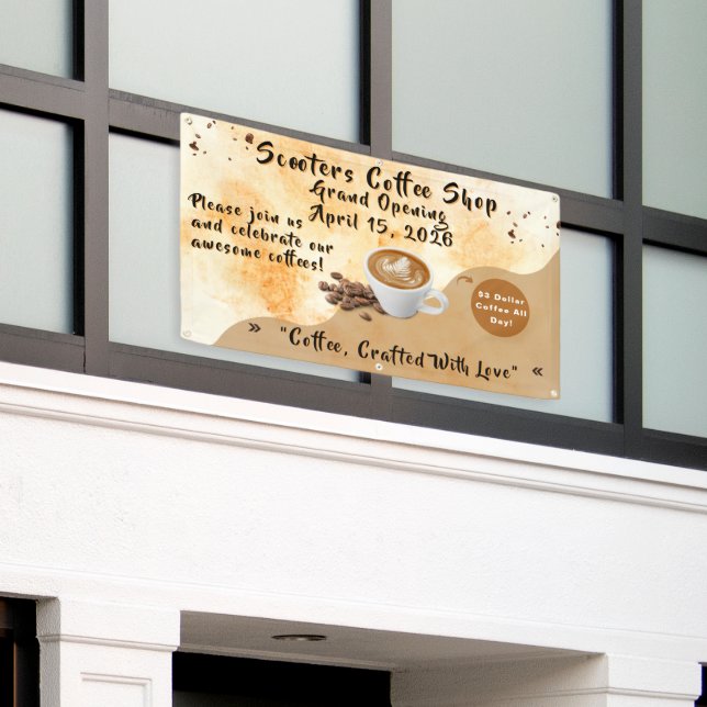 Customize Coffee Shop Grand Opening Special Day  Banner (Outside Building)