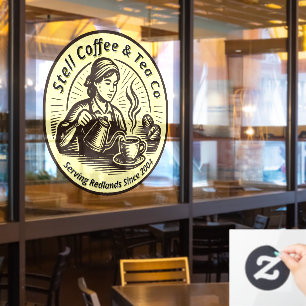Customize Coffee Shop Woman Barista Generic Window Cling