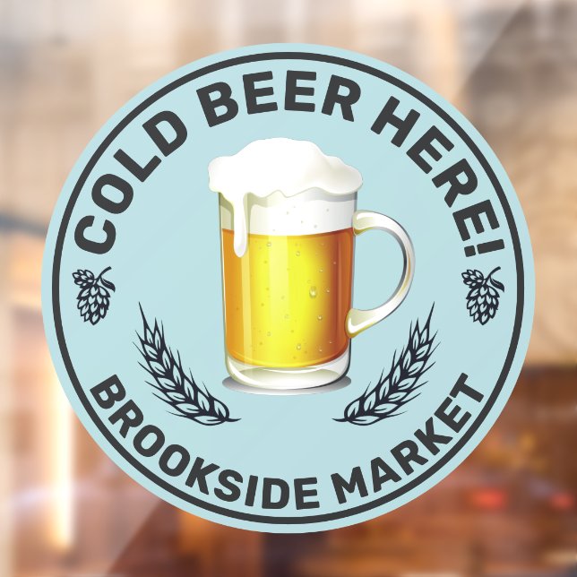 Customize Cold Beer Here Convenience Store Front Window Cling (Sheet 2)