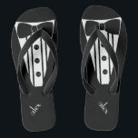 Customize Colour Tuxedo -Groomsmen Flip Flops<br><div class="desc">The perfect touch to your destination beach or poolside wedding. CUSTOMIZE THE COLOR- flip flops with a black formal tuxedo, white shirt and bow tie image. Your groomsmen will help you marry in style with these fashionable "Formal Tuxedo Flip-Flops" Add a matching wedding style for the bridesmaids! Please visit my...</div>