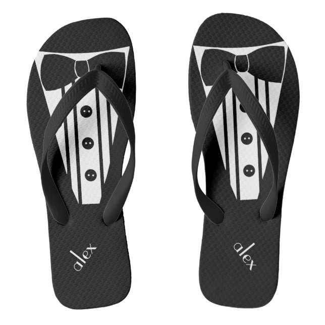 Customize Colour Tuxedo -Groomsmen Flip Flops (Footbed)