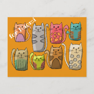 Customize colourful cats postcard
