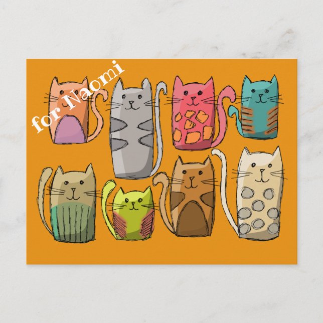 Customize colourful cats postcard (Front)