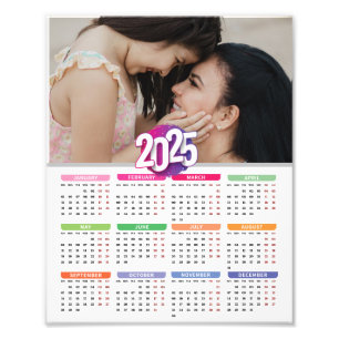 Customize Colourful Family Photo 2025 Calendar