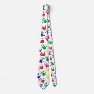 Customize Colourful Handprints Tie