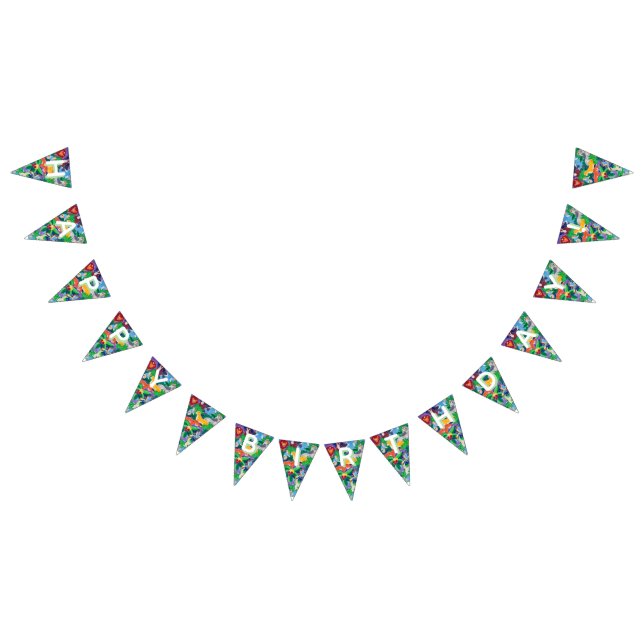 Customize Colourful Safari Theme Birthday Bunting  Flags (All)