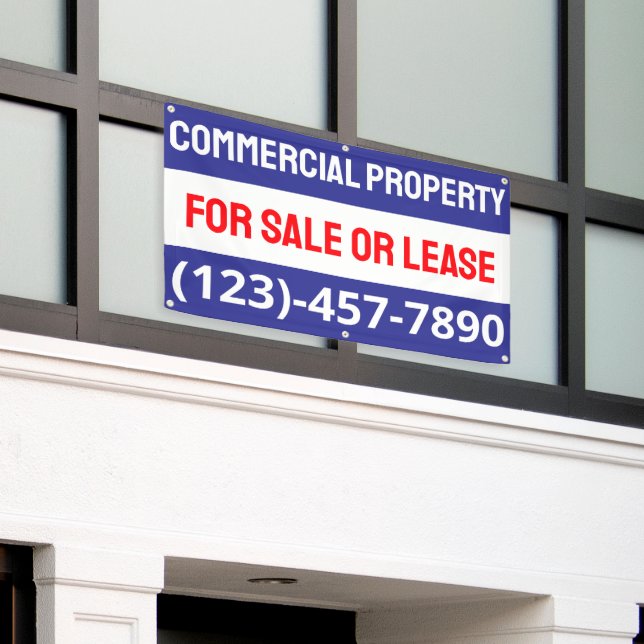 Customize Commercial Property For Sale Or Lease Banner (Outside Building)
