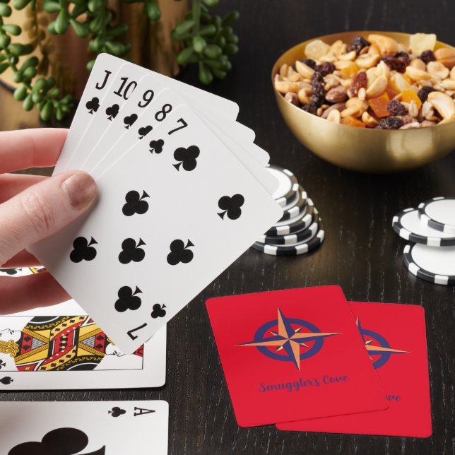 Customize Compass Rose Red Classic Playing Cards (In Situ)