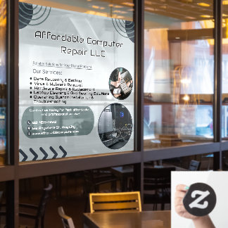 Customize Computer Repair Shop Promotional  Window Cling