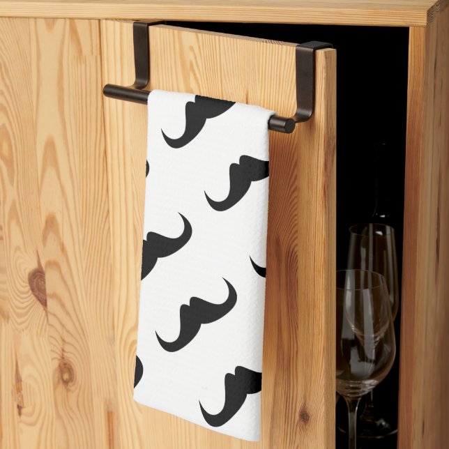 Customize Cool Black Handlebar moustache pattern Kitchen Towel (Thirds Fold)
