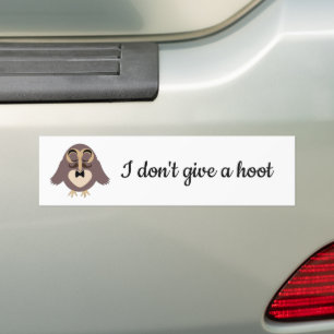Customize cool brown owl moustache don't give hoot bumper sticker