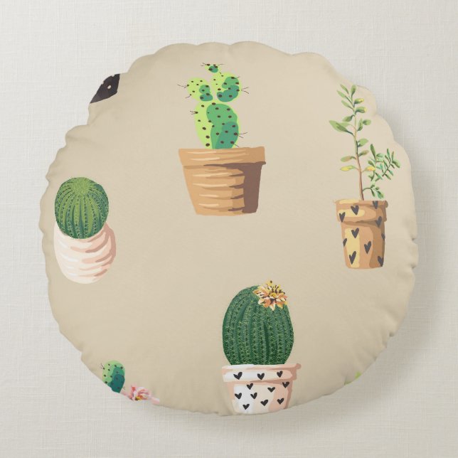 Customize Cool Flowers Round Pillow (Front)
