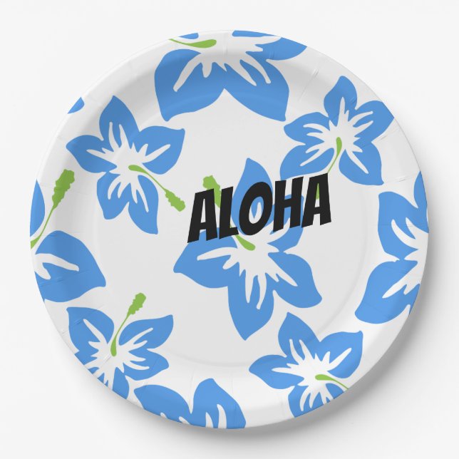 Customize Cool Hawaii Flowers Paper Plate (Front)