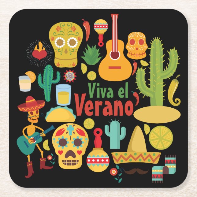 Customize Cool Mexico Monuments Design Square Paper Coaster (Front)