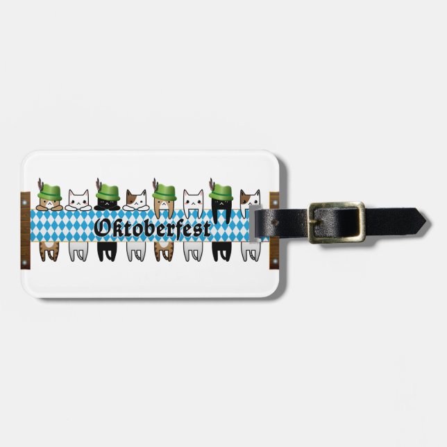 Customize Cool Oktoberfest Cat Design Luggage Tag (Front Horizontal)