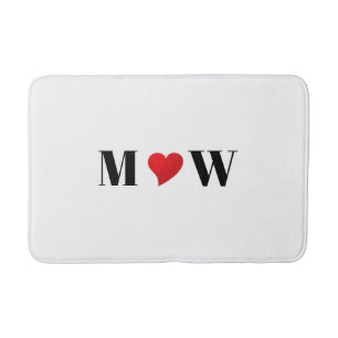 Customize Couple initials A Loves B red heart Bath Mat