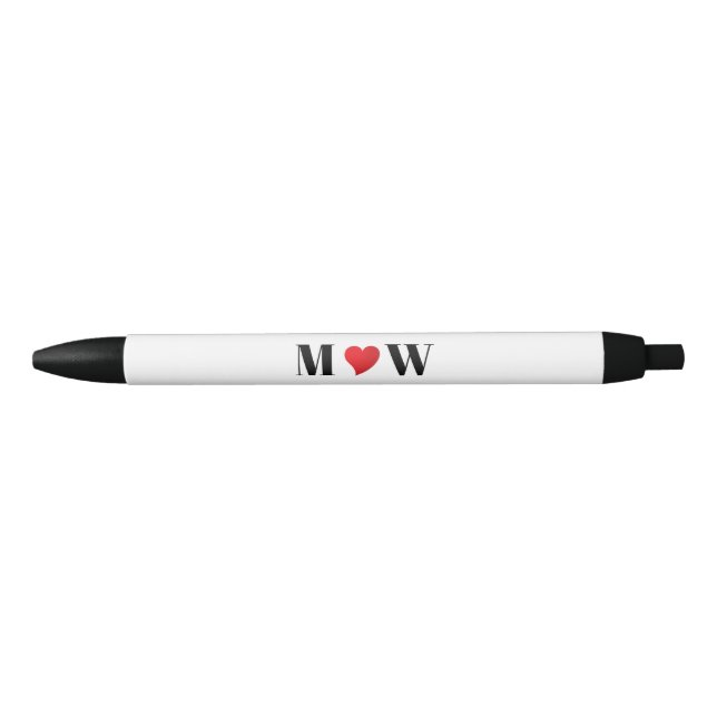 Customize Couple initials A Loves B red heart Black Ink Pen (Front)