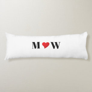 Customize couple initials A Loves B red heart Body Pillow