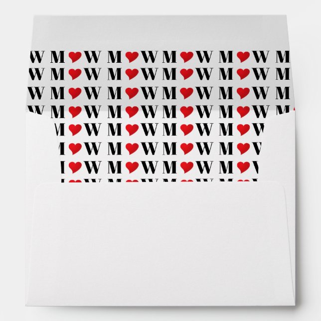 Customize Couple initials A Loves B red heart Envelope (Back (Bottom))