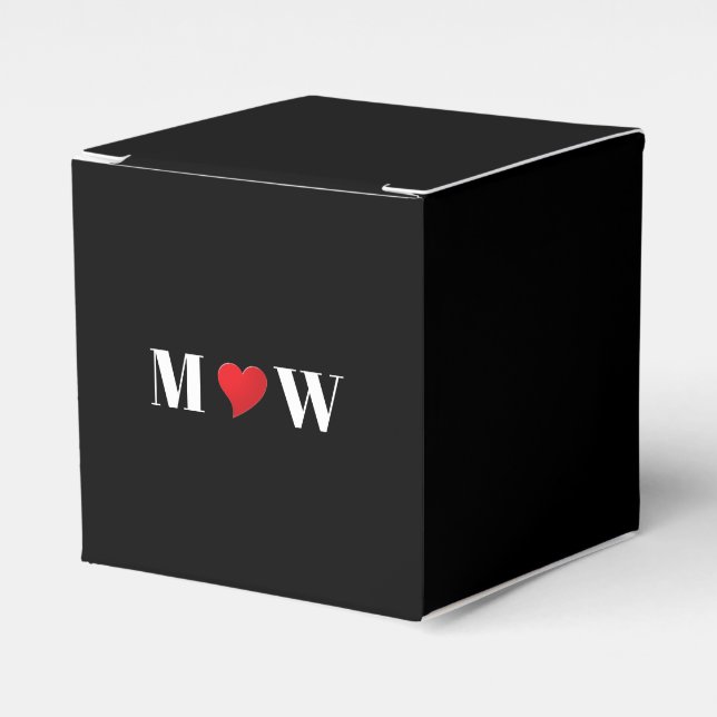 Customize Couple initials A Loves B red heart Favor Box (Front Side)