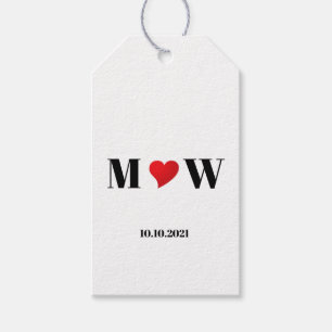 Customize Couple initials A Loves B red heart Gift Tags