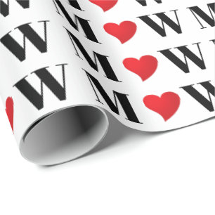 Customize Couple initials A Loves B red heart Gift Wrapping Paper