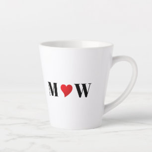 Customize Couple initials A Loves B red heart Latte Mug