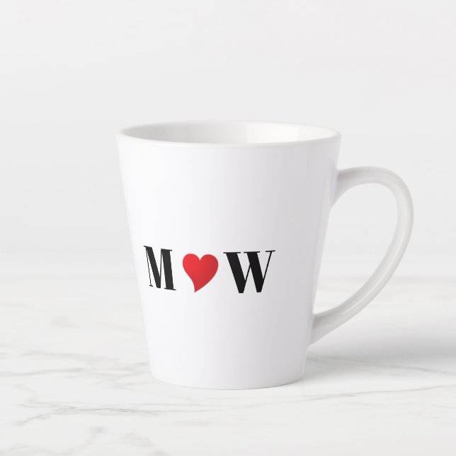 Customize Couple initials A Loves B red heart Latte Mug (Right)