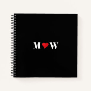 Customize Couple initials A Loves B red heart Notebook