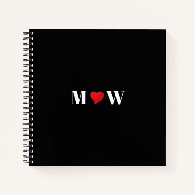 Customize Couple initials A Loves B red heart Notebook (Front)