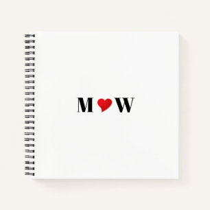 Customize Couple initials A Loves B red heart Notebook