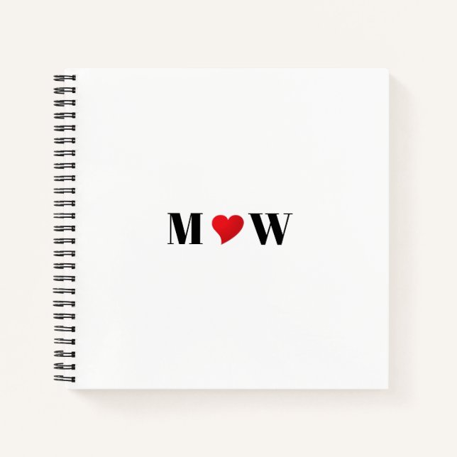Customize Couple initials A Loves B red heart Notebook (Front)